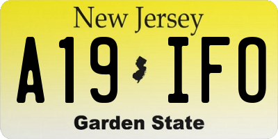 NJ license plate A19IFO