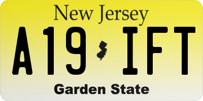 NJ license plate A19IFT