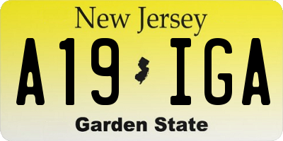 NJ license plate A19IGA