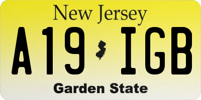 NJ license plate A19IGB