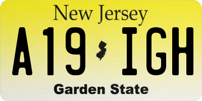 NJ license plate A19IGH