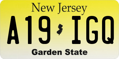 NJ license plate A19IGQ