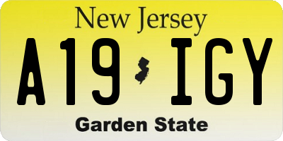 NJ license plate A19IGY