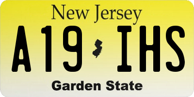 NJ license plate A19IHS