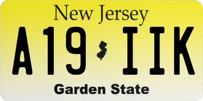 NJ license plate A19IIK
