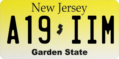 NJ license plate A19IIM