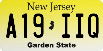 NJ license plate A19IIQ