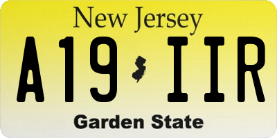 NJ license plate A19IIR