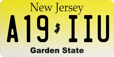 NJ license plate A19IIU