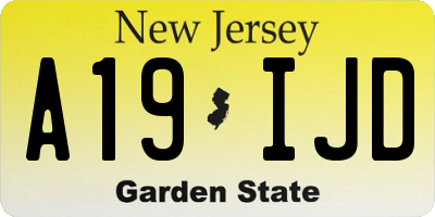 NJ license plate A19IJD