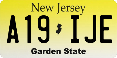 NJ license plate A19IJE