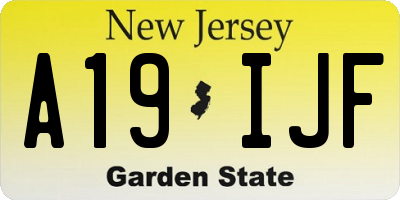 NJ license plate A19IJF