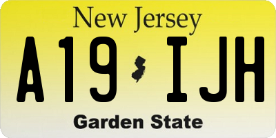 NJ license plate A19IJH