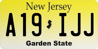 NJ license plate A19IJJ