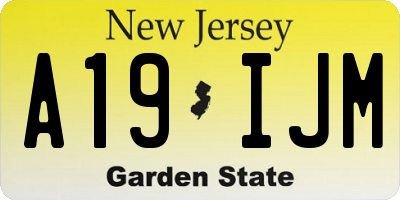 NJ license plate A19IJM