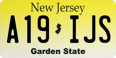 NJ license plate A19IJS