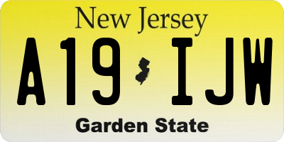 NJ license plate A19IJW