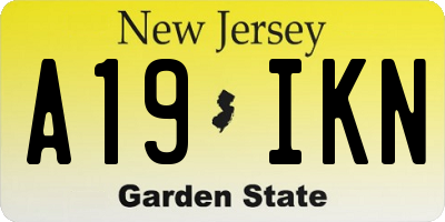 NJ license plate A19IKN