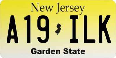 NJ license plate A19ILK