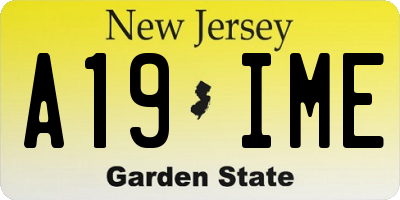 NJ license plate A19IME