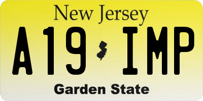 NJ license plate A19IMP