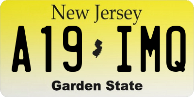 NJ license plate A19IMQ