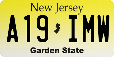NJ license plate A19IMW