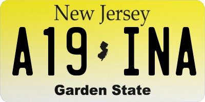 NJ license plate A19INA