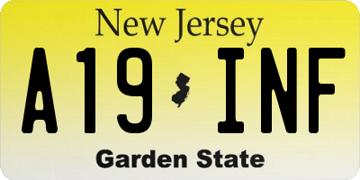 NJ license plate A19INF
