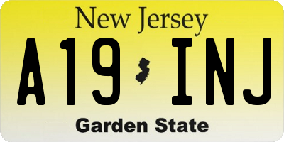 NJ license plate A19INJ