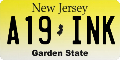 NJ license plate A19INK