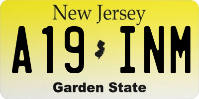 NJ license plate A19INM