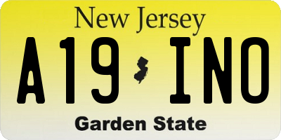 NJ license plate A19INO