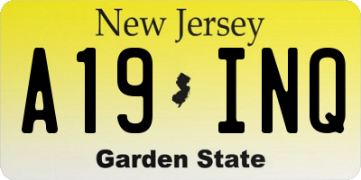 NJ license plate A19INQ