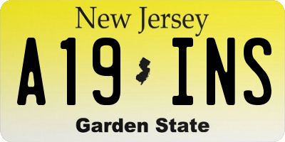 NJ license plate A19INS