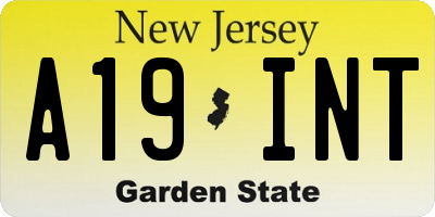 NJ license plate A19INT