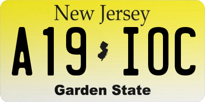 NJ license plate A19IOC