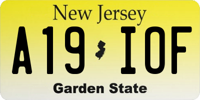 NJ license plate A19IOF