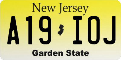 NJ license plate A19IOJ