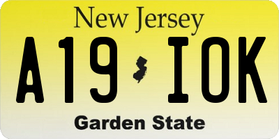 NJ license plate A19IOK