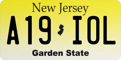 NJ license plate A19IOL