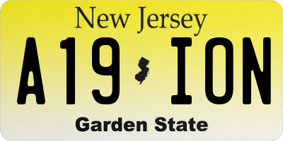 NJ license plate A19ION
