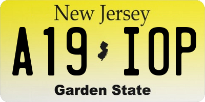 NJ license plate A19IOP