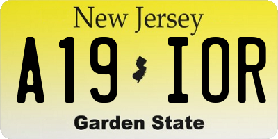 NJ license plate A19IOR