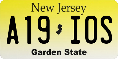NJ license plate A19IOS
