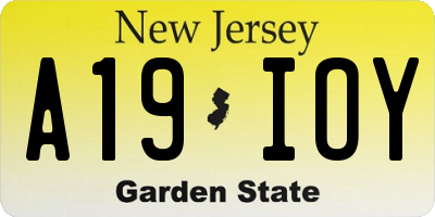 NJ license plate A19IOY