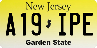 NJ license plate A19IPE
