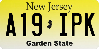NJ license plate A19IPK