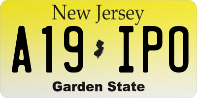 NJ license plate A19IPO