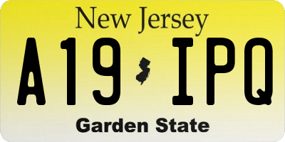 NJ license plate A19IPQ